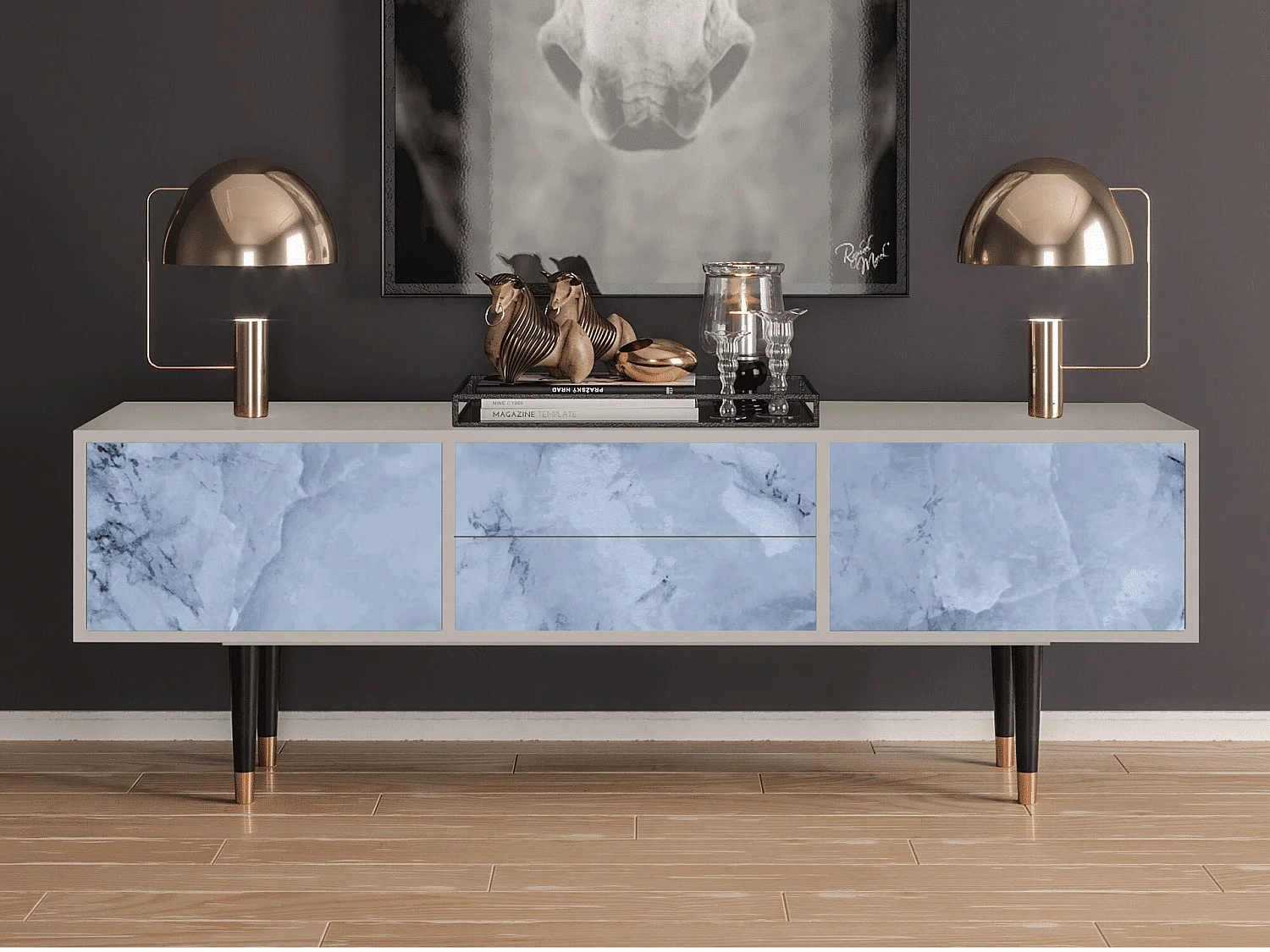 Mobile TV - 170х59х48 cm - T4 - Feather Ice, Sabbia