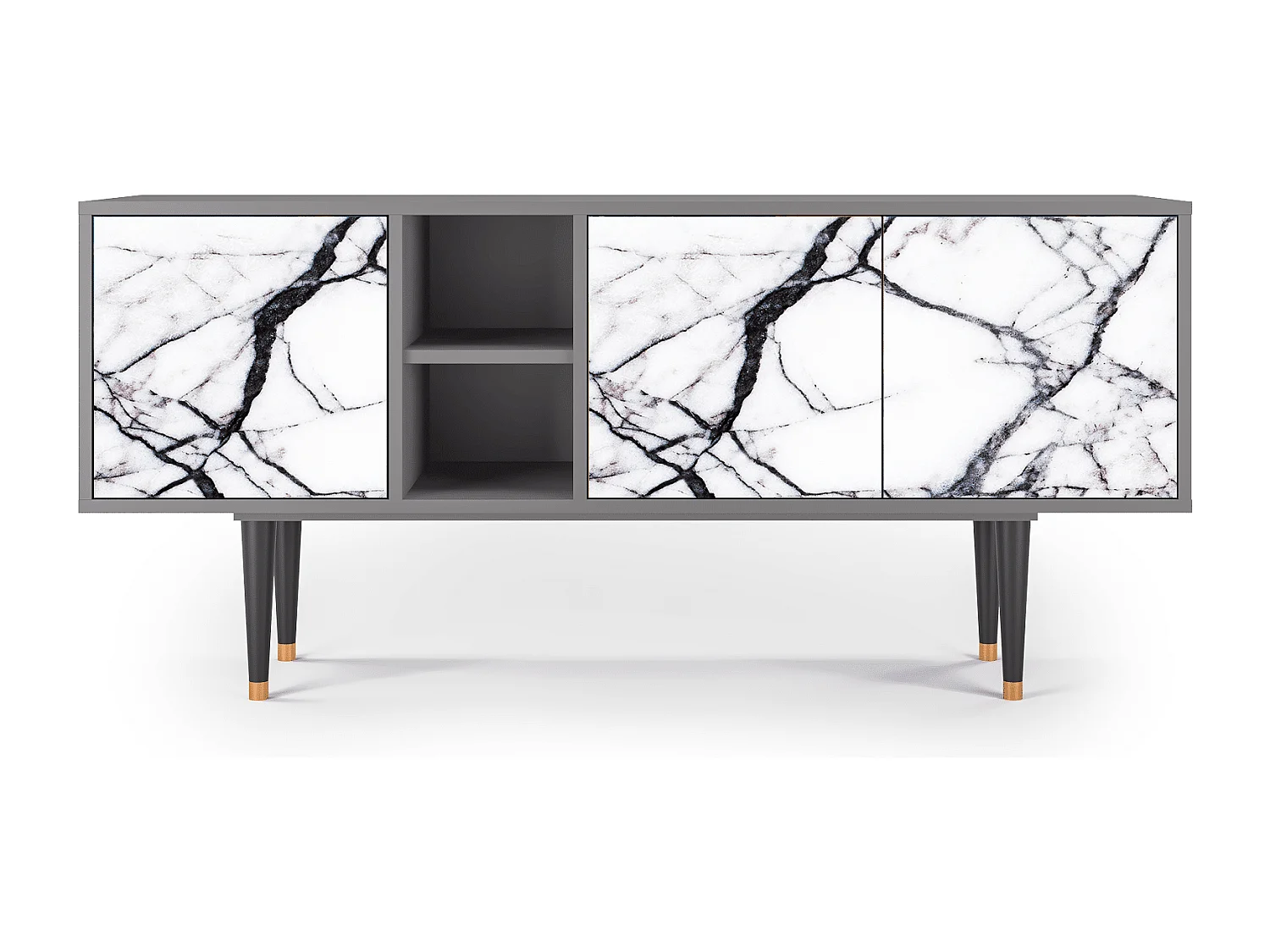 Mueble de TV - 150х69х41 cm - T5 - Raven Marble, Cinza