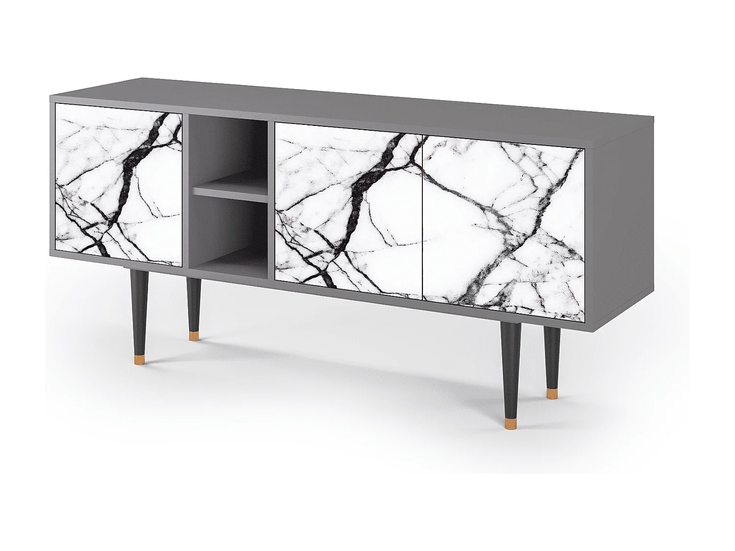 Mueble de TV - 150х69х41 cm - T5 - Raven Marble, Cinza