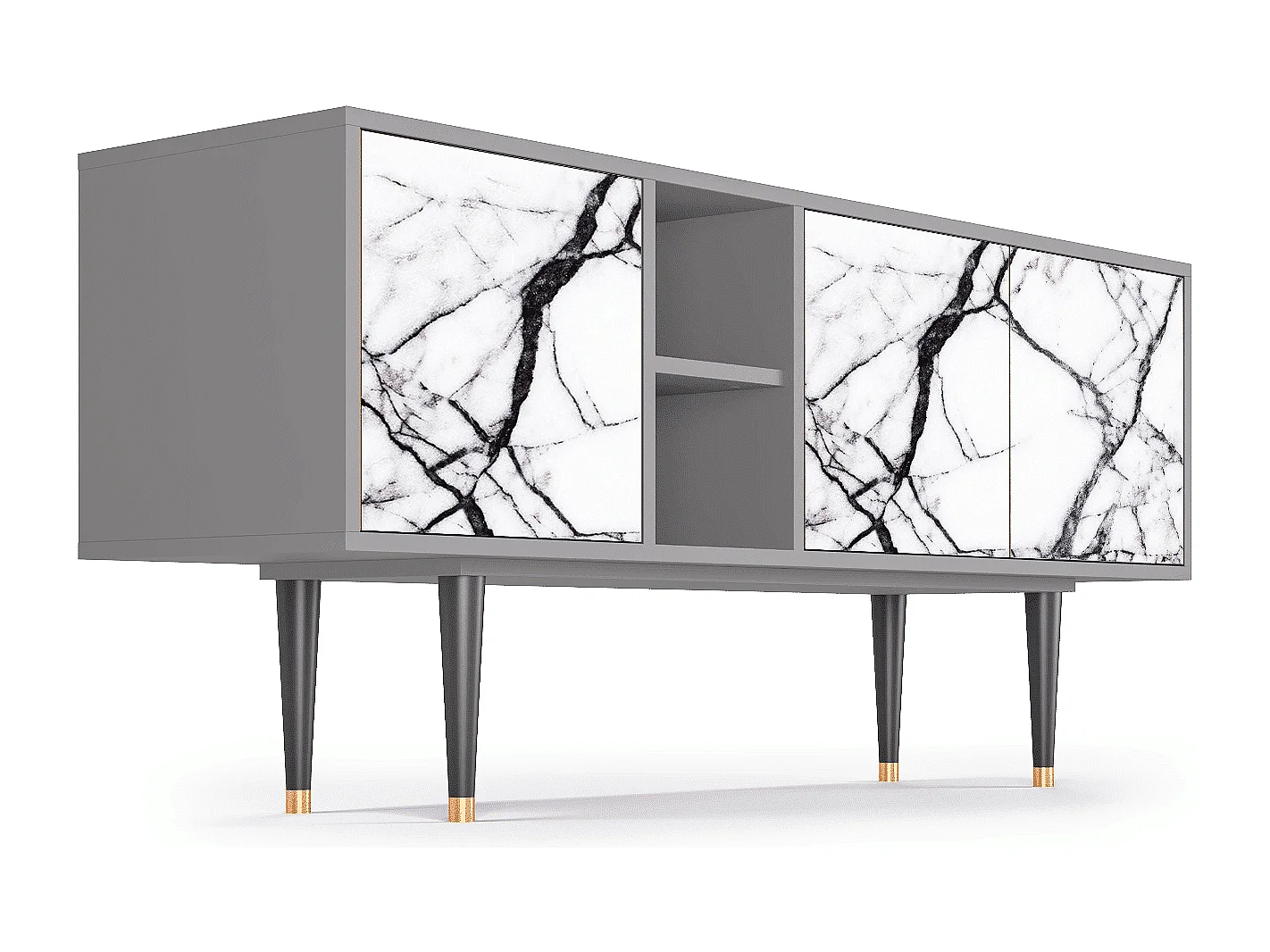 Mueble de TV - 150х69х41 cm - T5 - Raven Marble, Cinza