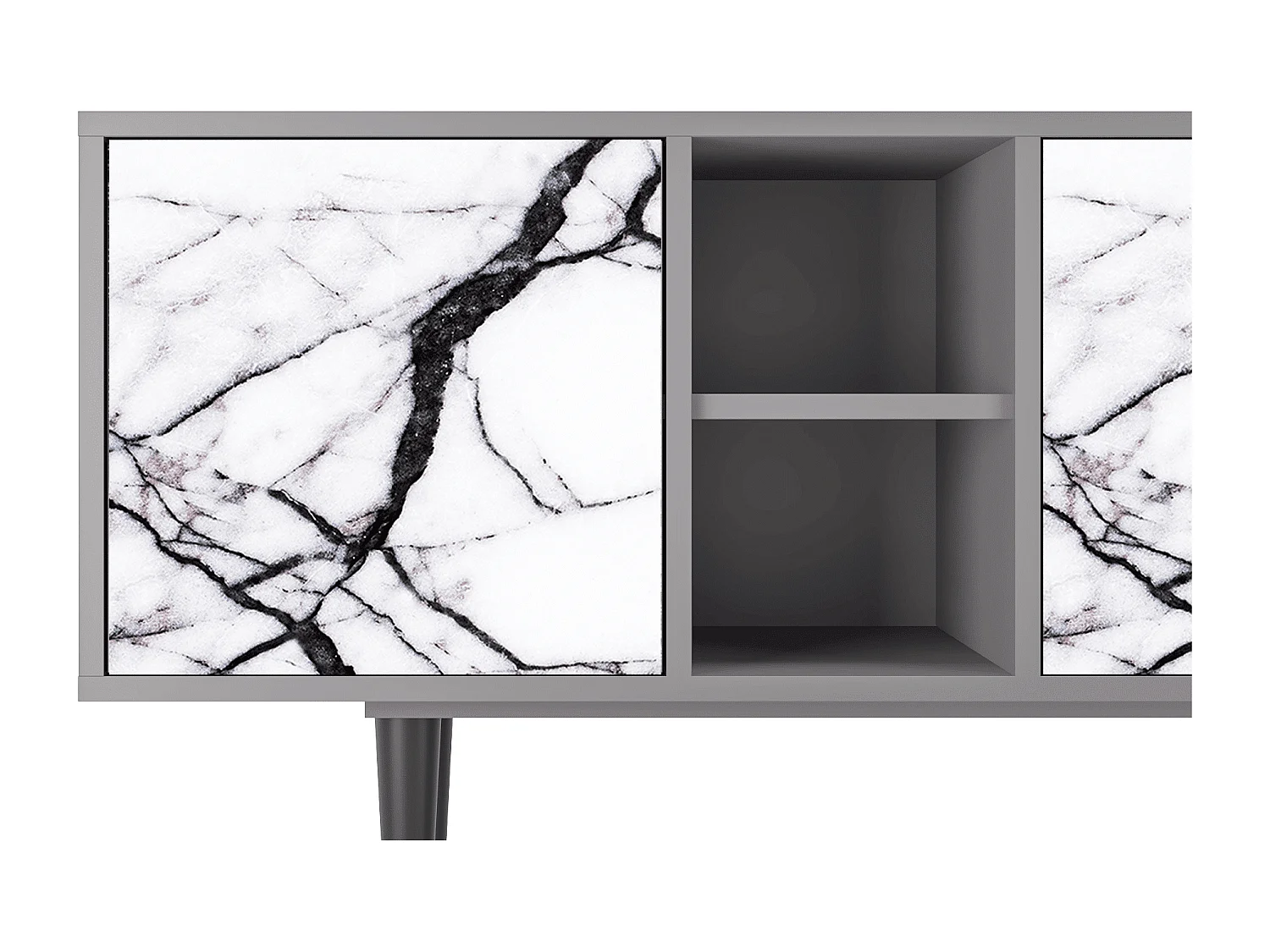 Mueble de TV - 150х69х41 cm - T5 - Raven Marble, Cinza