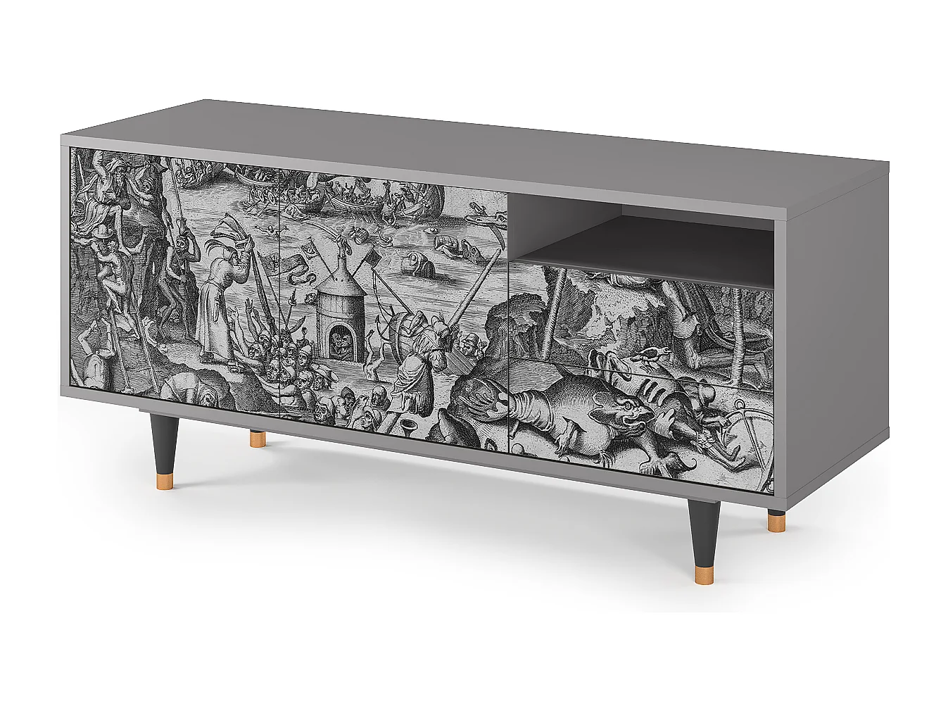 Mueble de TV - 125х56х41 cm - T7 - The Temptation, Cinza