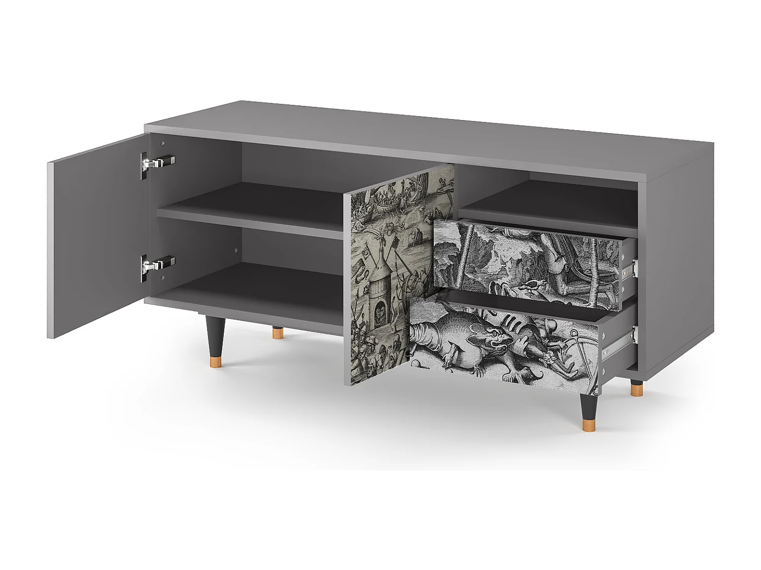 Mueble de TV - 125х56х41 cm - T7 - The Temptation, Cinza