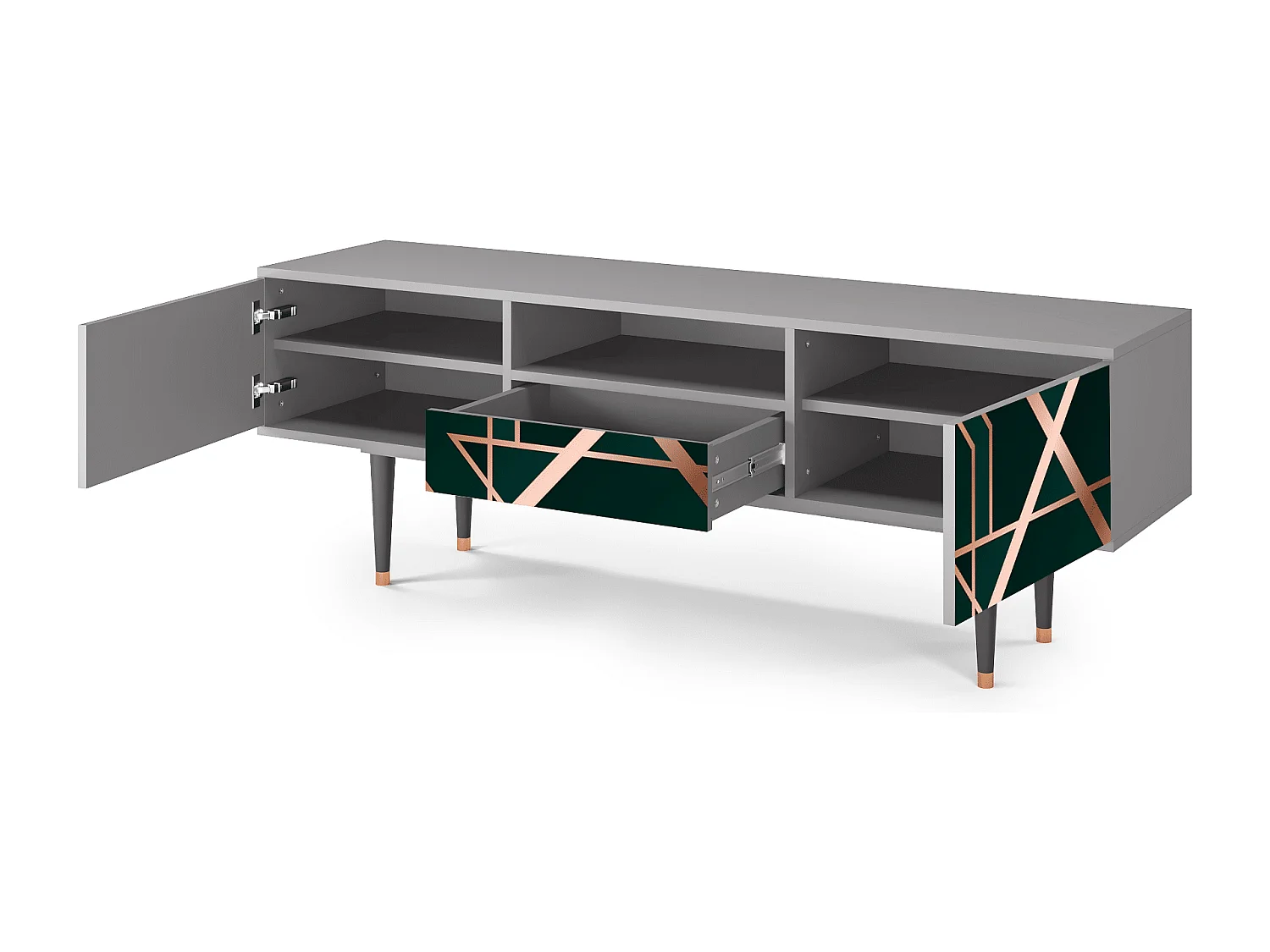 Meuble TV - 170х59х41 cm - T6 - Emerald Gatsby, Gris