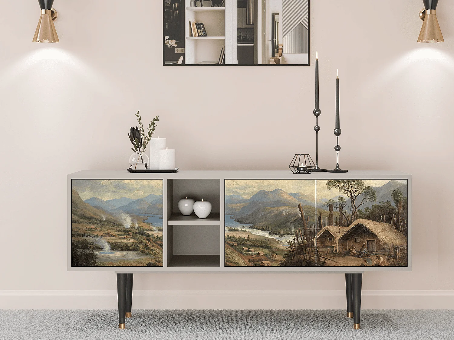 TV-meubel - 150х69х41 cm - T5 - View Across the Plains , Zand
