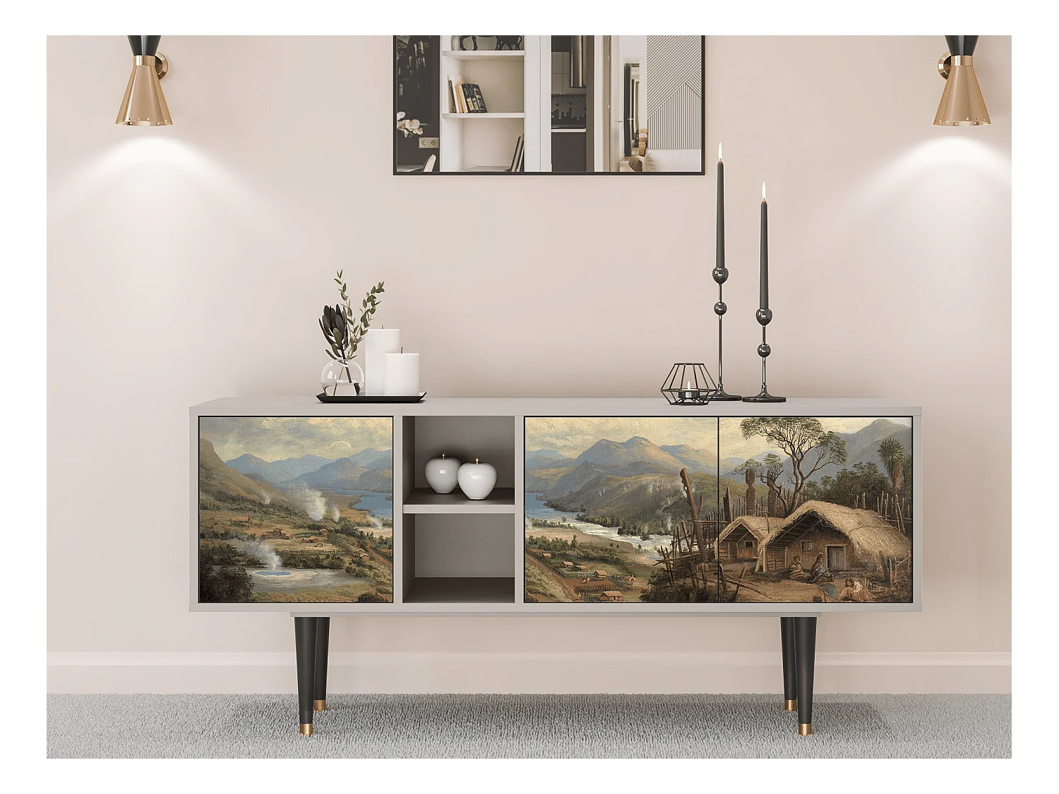 Meuble TV - 150х69х41 cm - T5 - View Across the Plains , Sable