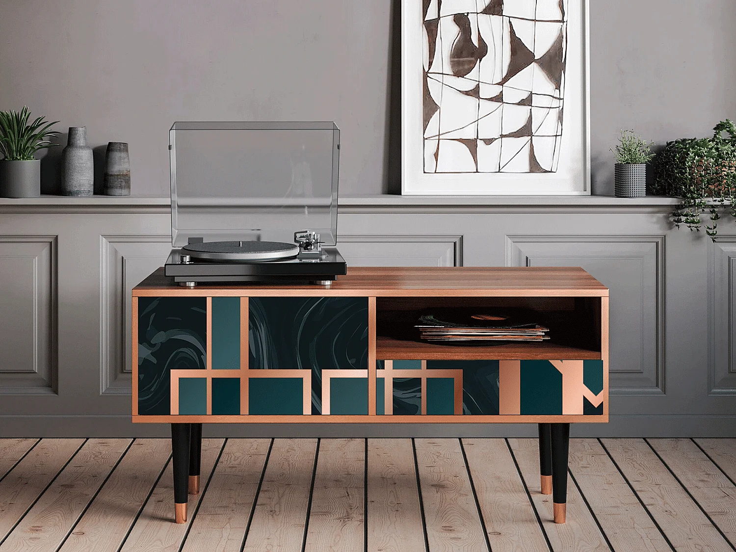 TV-Möbel - 115х59х48 cm - T3 - Emerald Metro, Walnuss