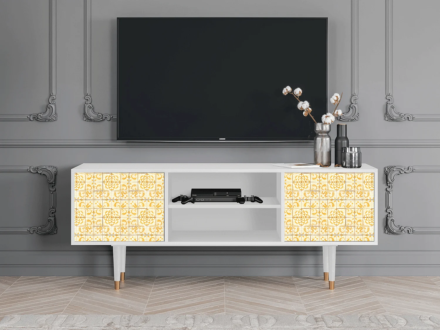 TV-Möbel - 170х69х48 cm - T2 - Sunshiny Tile, Weiß