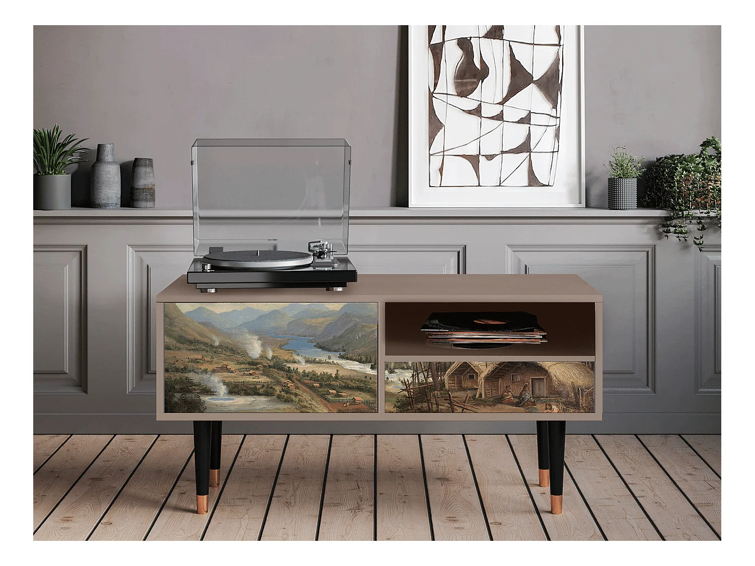 Meuble TV - 115х59х48 cm - T3 - View Across the Plains , Latte