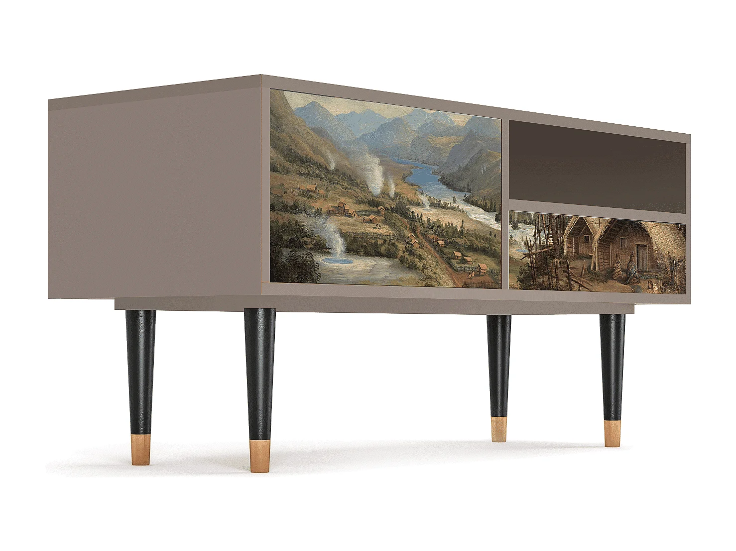 Mueble de TV - 115х59х48 cm - T3 - View Across the Plains , Latte