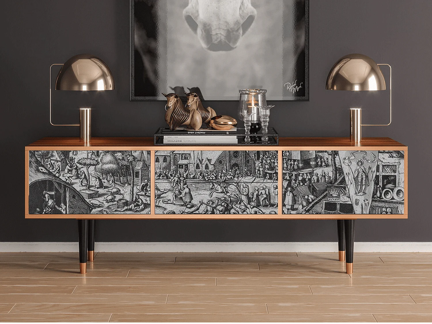 Mueble de TV - 170х59х48 cm - T4 - The Festival of Saint, Nogal