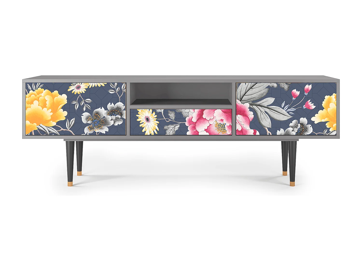 Mueble de TV - 170х59х41 cm - T6 - Dark Flower Bed, Cinza