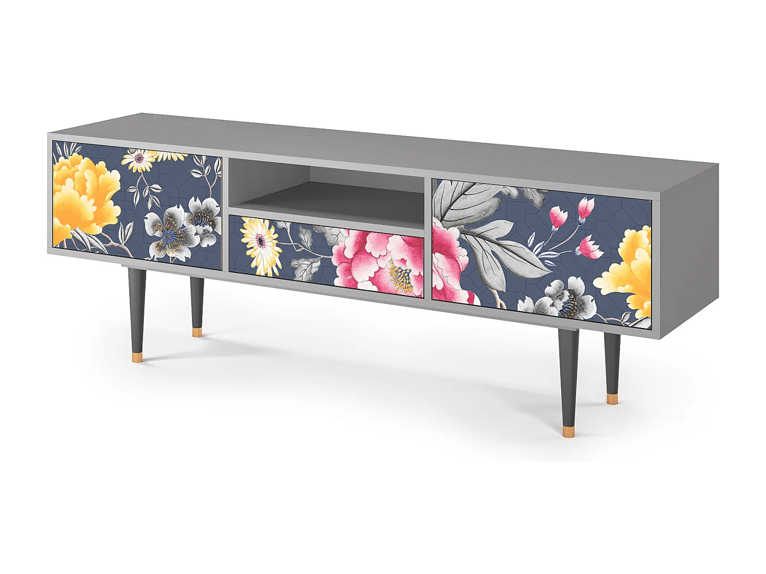 Mueble de TV - 170х59х41 cm - T6 - Dark Flower Bed, Cinza