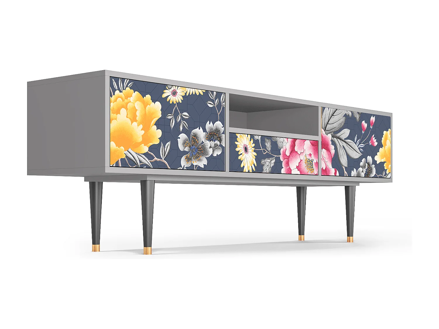 Mueble de TV - 170х59х41 cm - T6 - Dark Flower Bed, Cinza