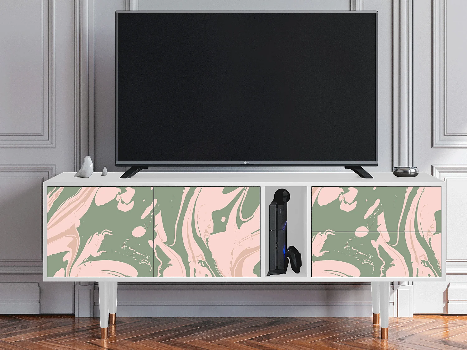 Mobile TV - 170х69х48 cm - T1 - Aquarelle, Bianco