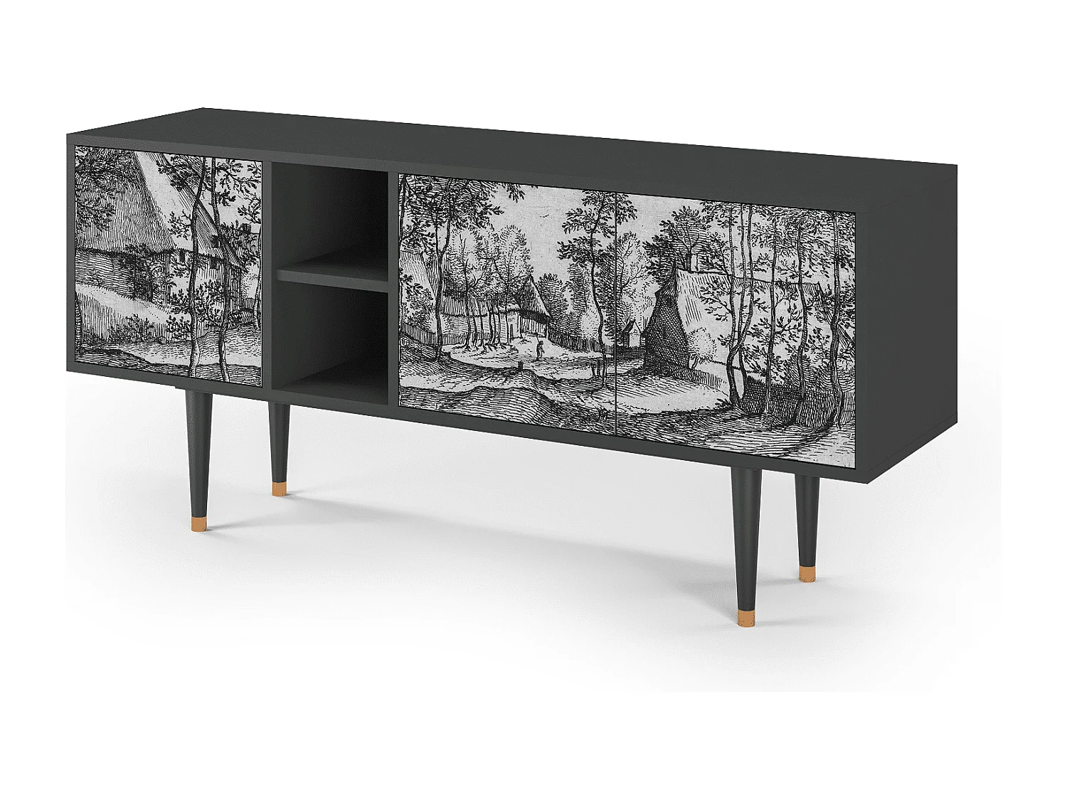 Meuble TV - 150х69х41 cm - T5 - Village Road, Anthracite