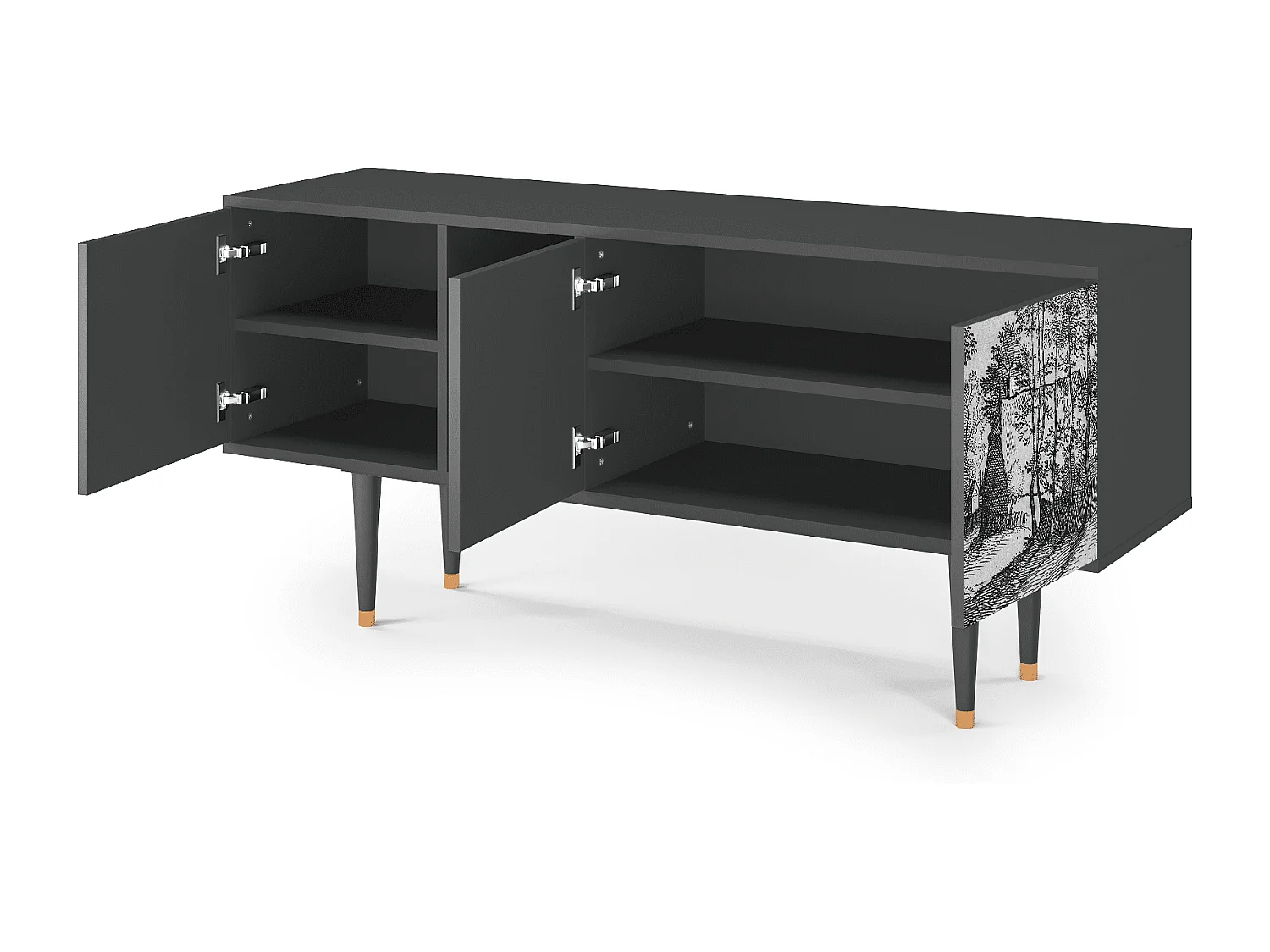 Meuble TV - 150х69х41 cm - T5 - Village Road, Anthracite