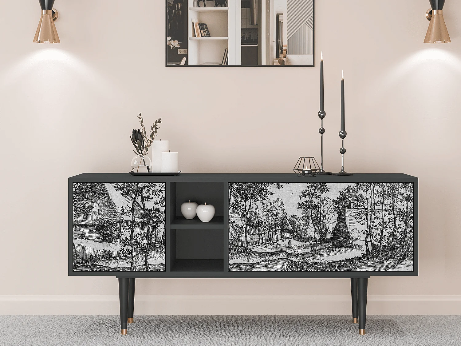 TV-meubel - 150х69х41 cm - T5 - Village Road, Antraciet