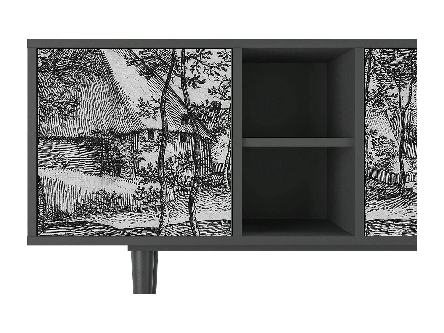 TV-meubel - 150х69х41 cm - T5 - Village Road, Antraciet