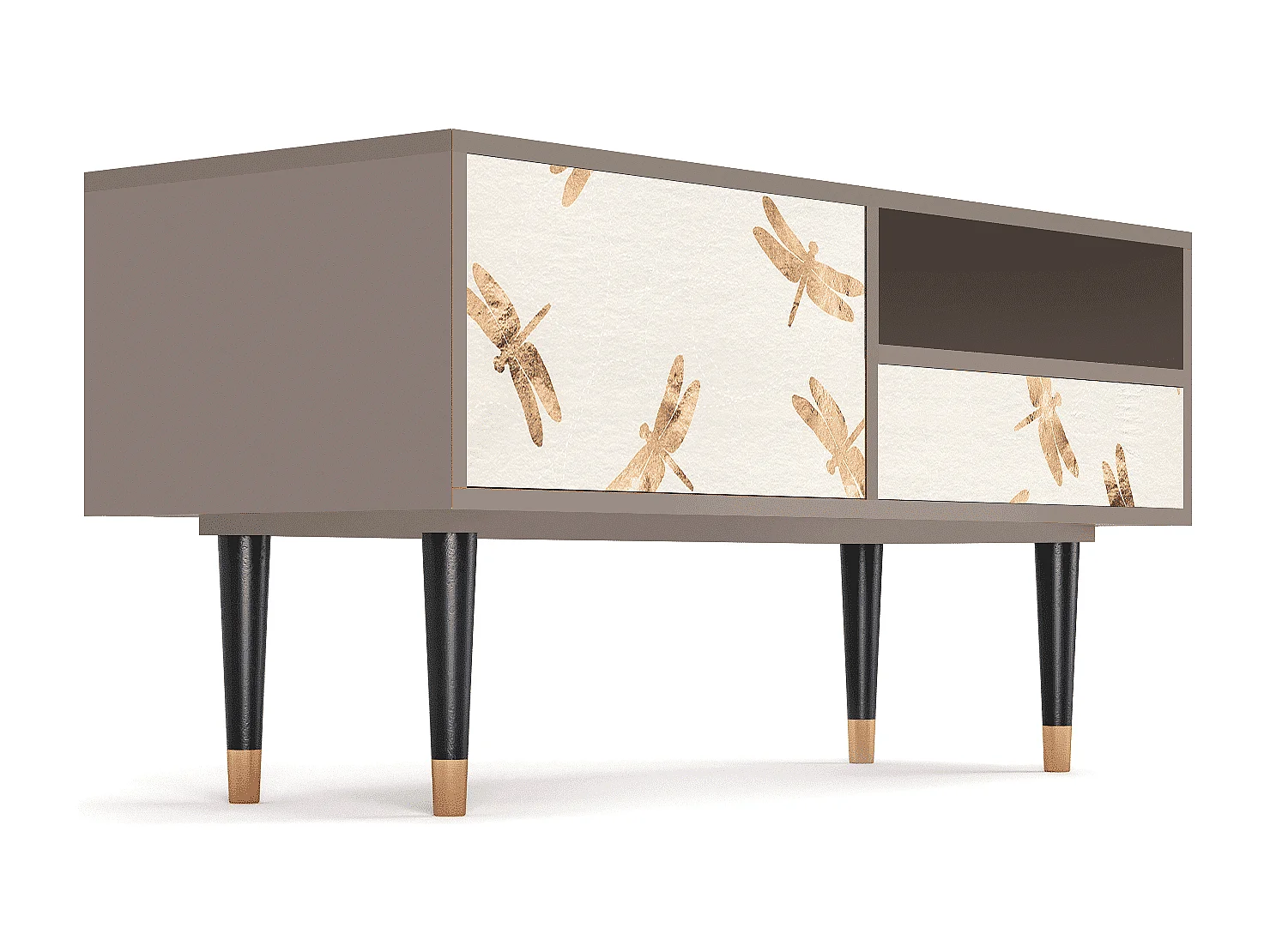 Szafka RTV - 115х59х48 cm - T3 - Nude Dragonflies, Latte