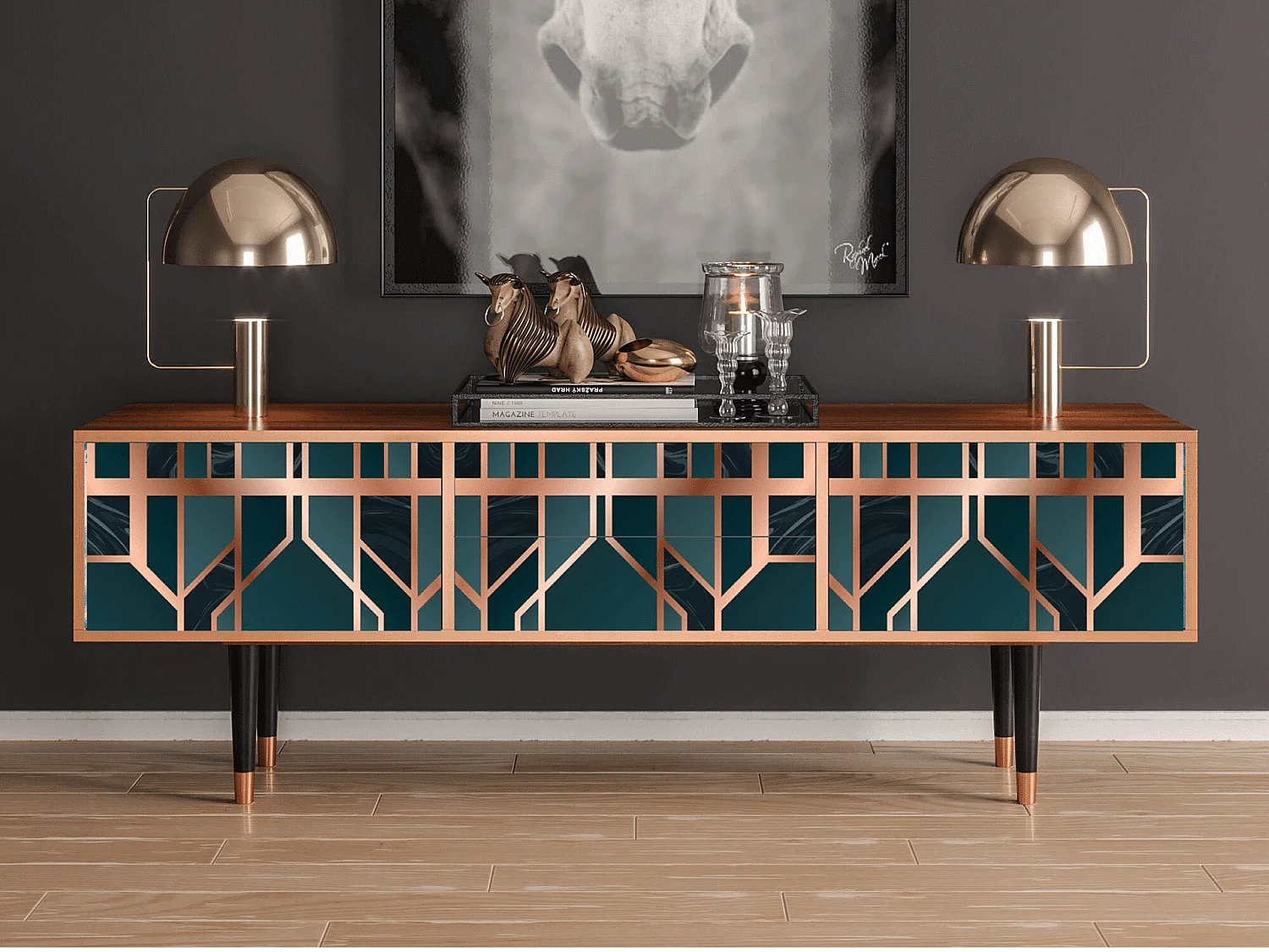 TV-meubel - 170х59х48 cm - T4 - Emerald Metro, Walnoot