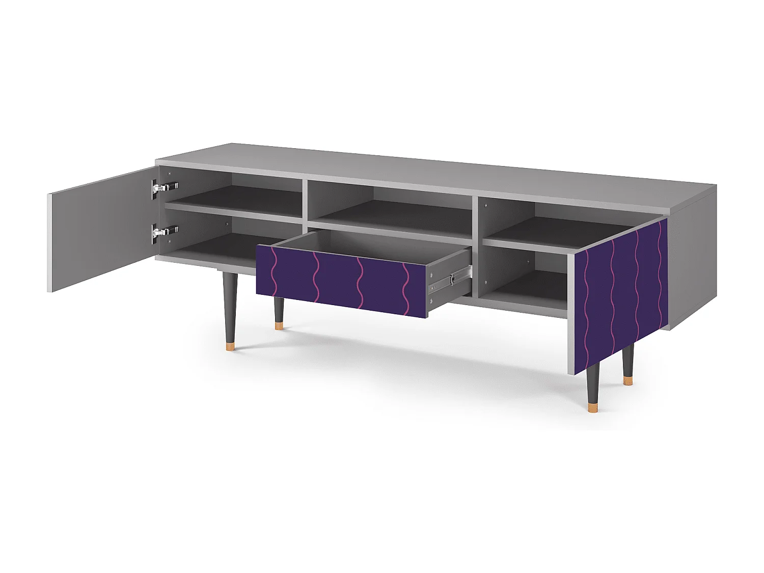 Mueble de TV - 170х59х41 cm - T6 - Grape Maccaroni, Cinza