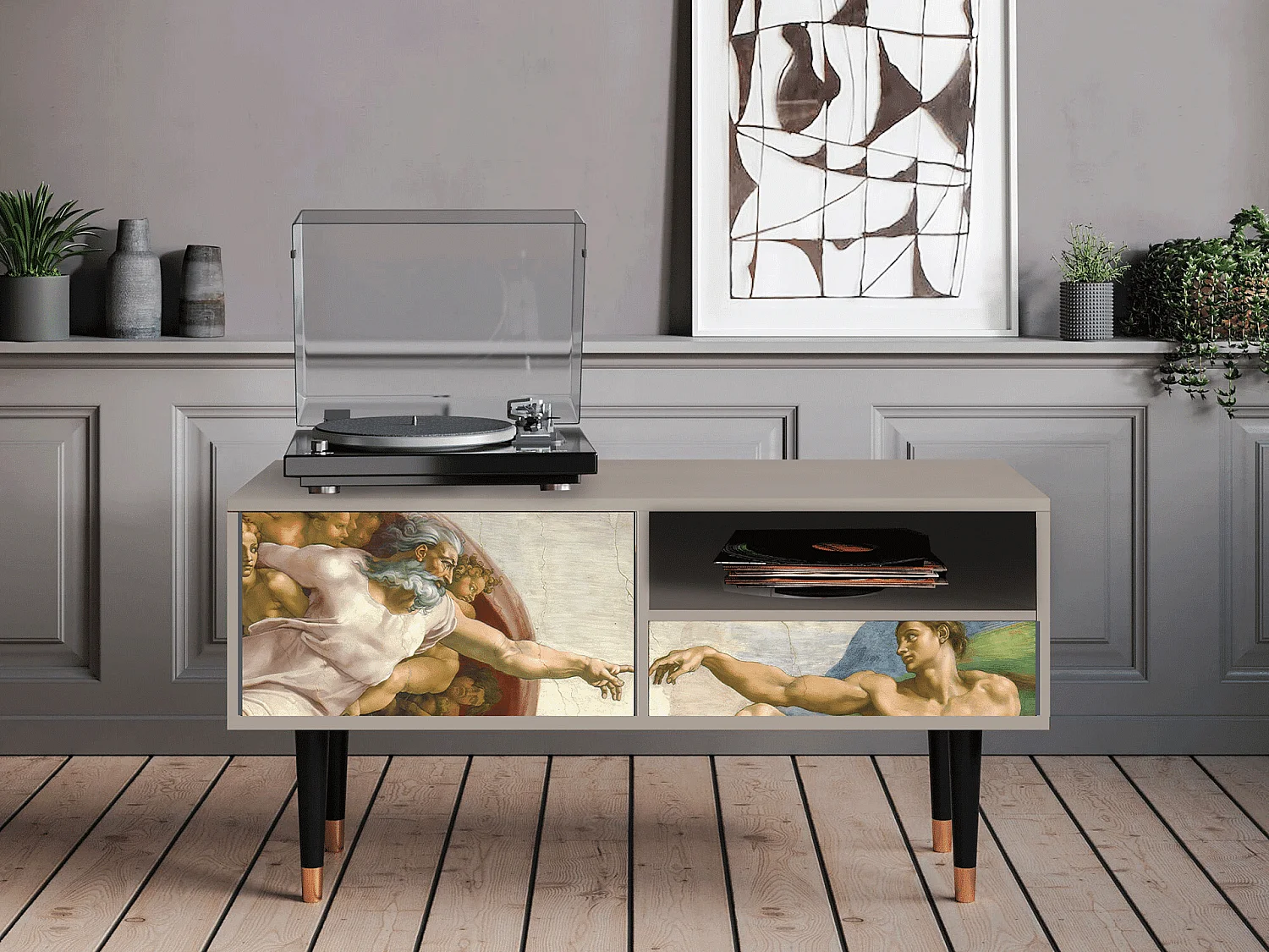 Meuble TV - 115х59х48 cm - T3 - The Creation of Adam, Sable