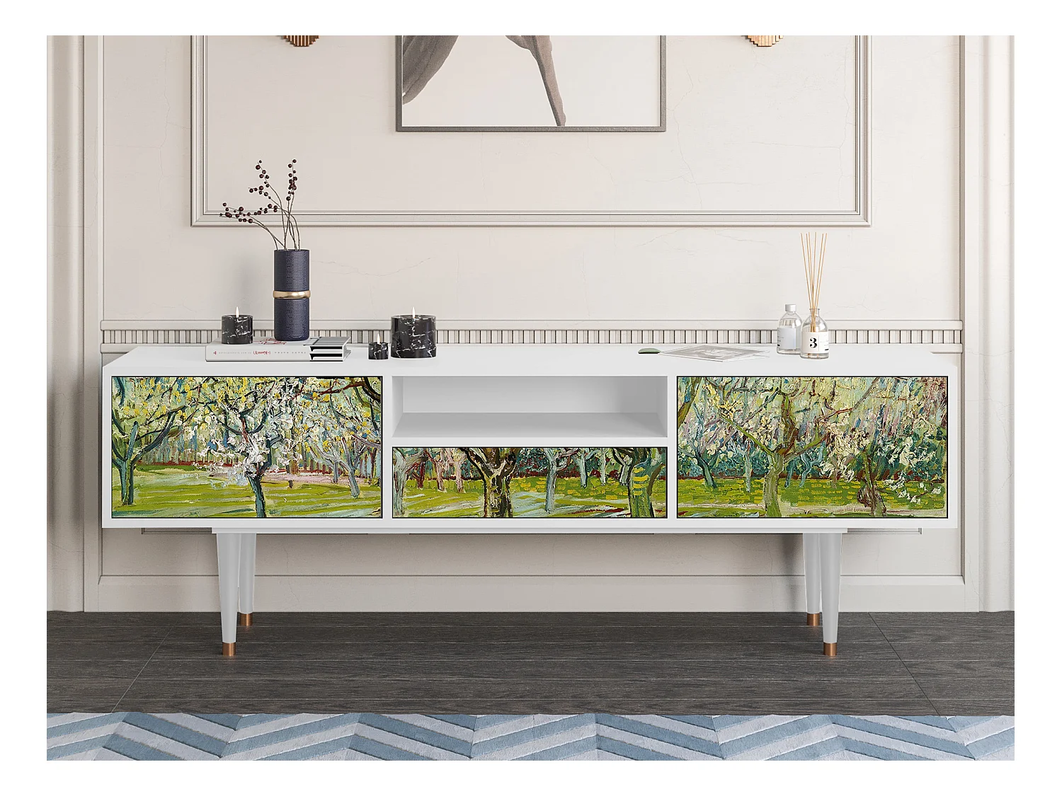 Mueble de TV - 170х59х41 cm - T6 - The Blanco Orchard, Blanco