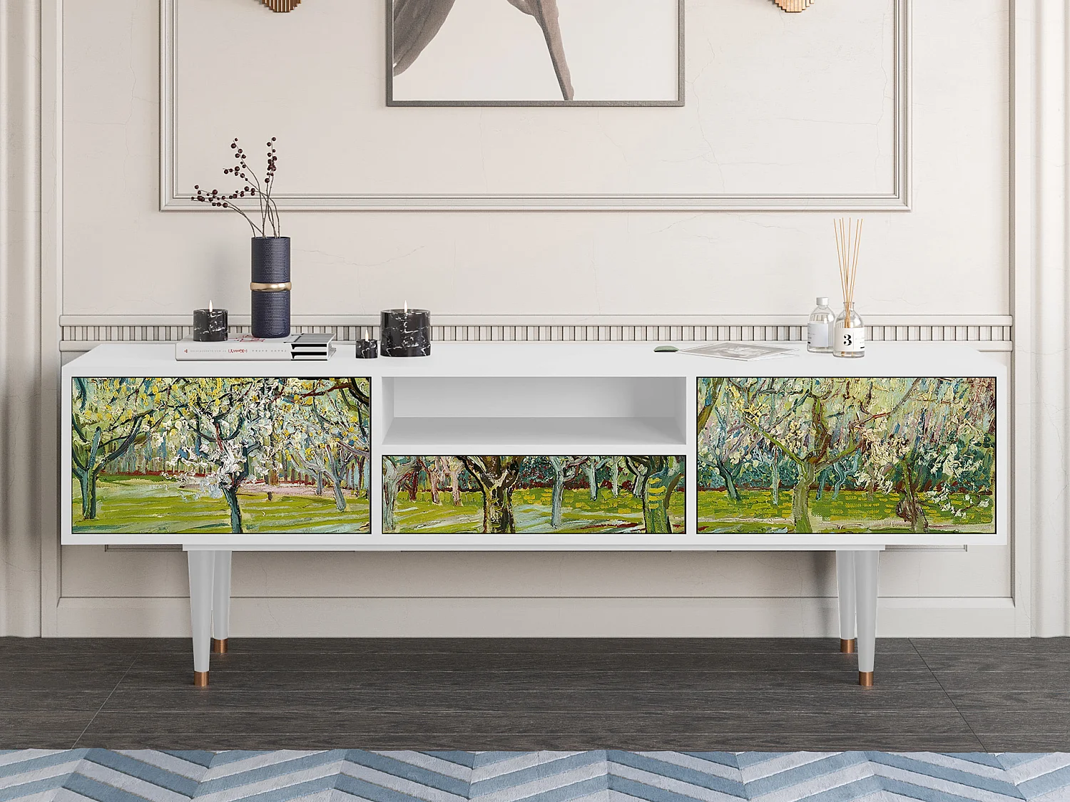 Mueble de TV - 170х59х41 cm - T6 - The Blanco Orchard, Blanco