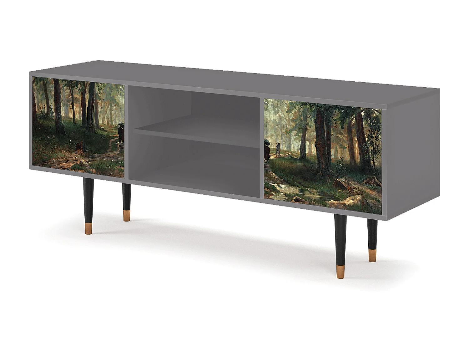 Meuble TV - 170х69х48 cm - T2 -  Rain in the Oak Forest, Gris