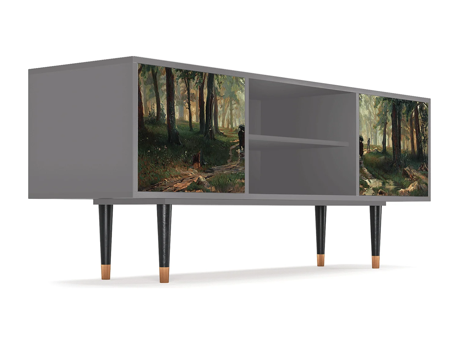 Meuble TV - 170х69х48 cm - T2 -  Rain in the Oak Forest, Gris