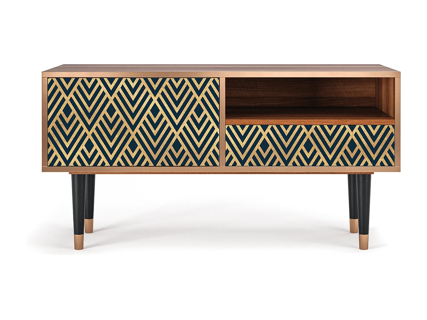 Meuble TV - 115х59х48 cm - T3 - Egypt Triangles, Noyer