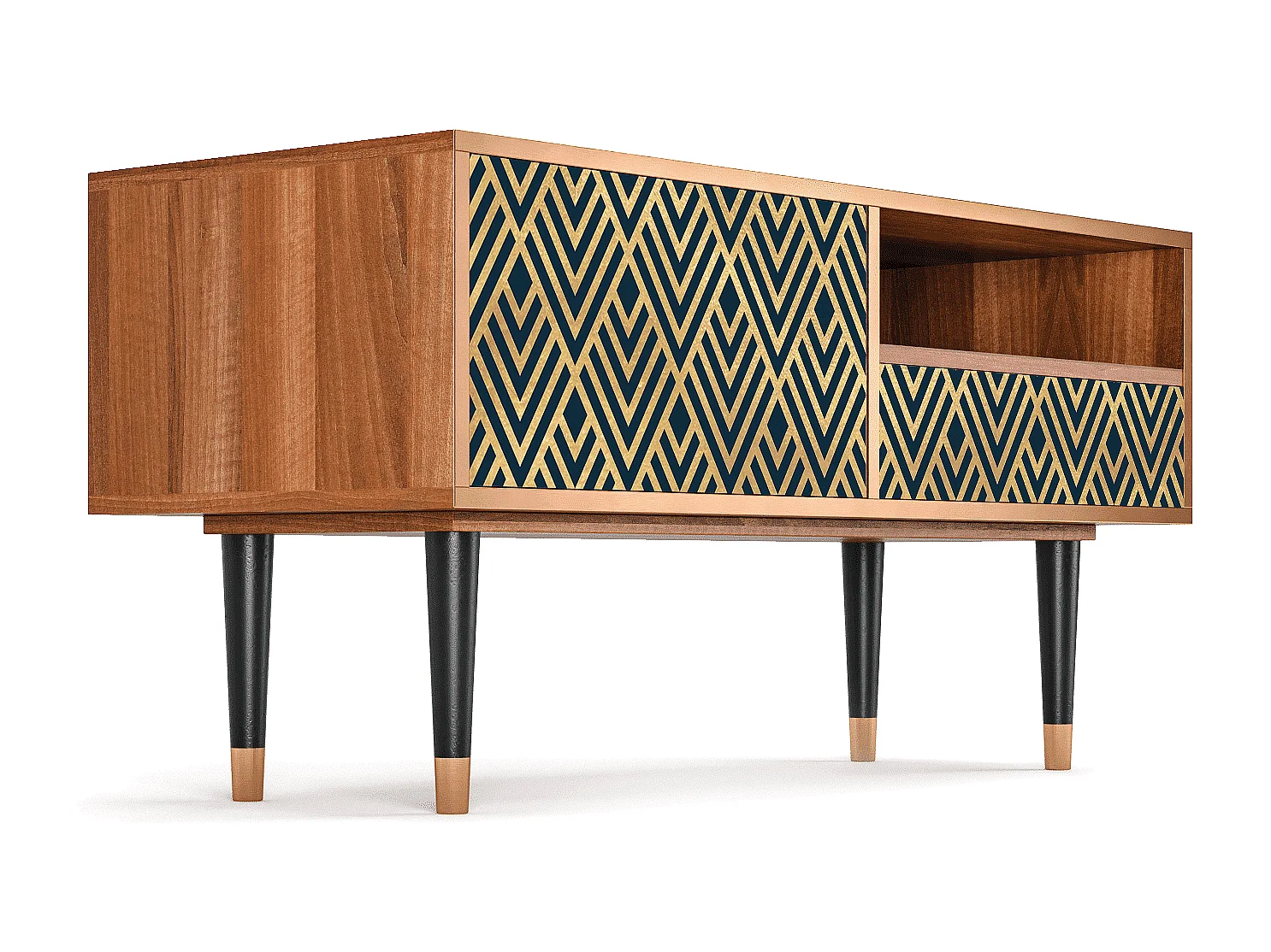 Meuble TV - 115х59х48 cm - T3 - Egypt Triangles, Noyer