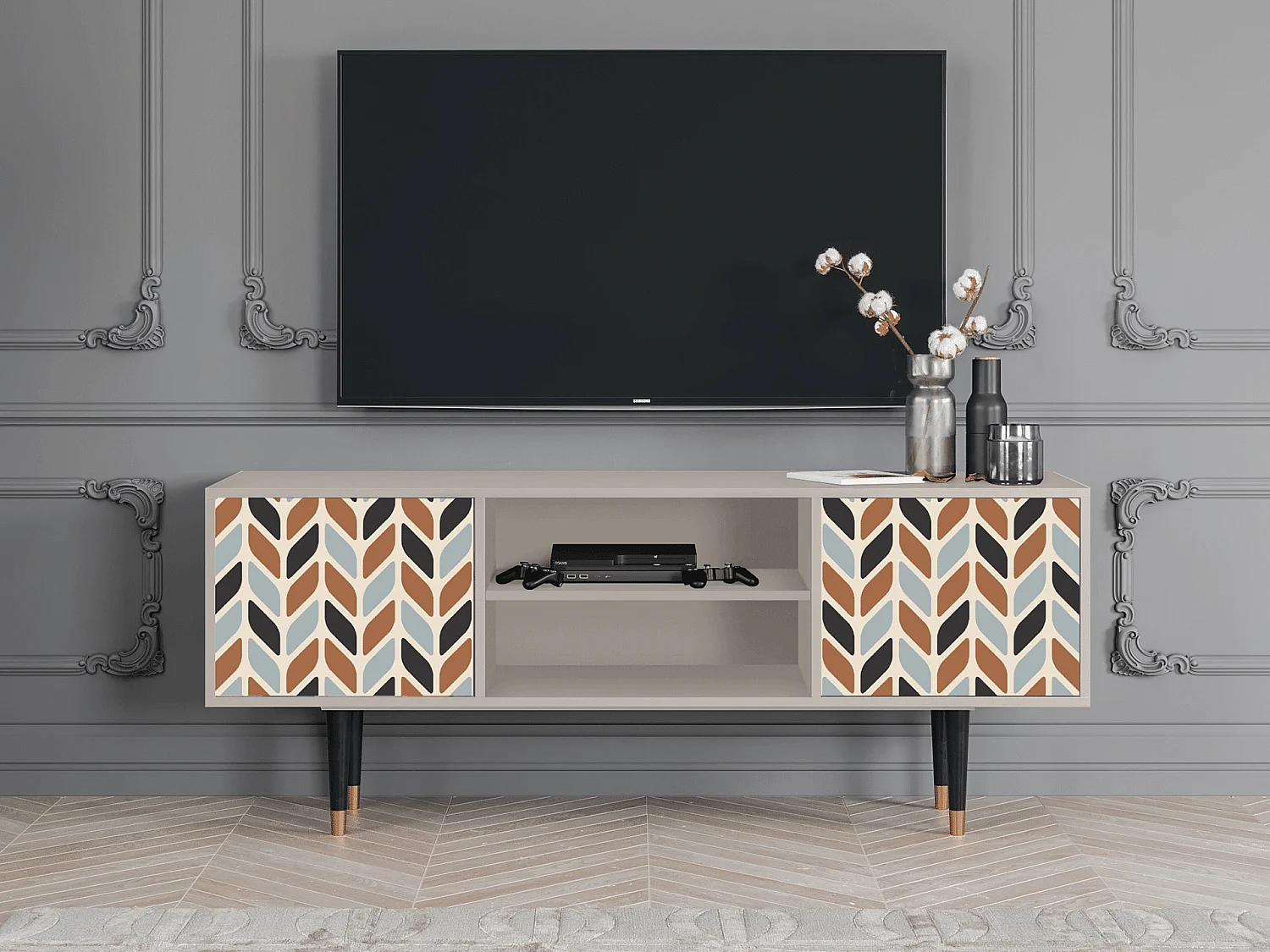 Meuble TV - 170х69х48 cm - T2 - Beige Laure, Sable