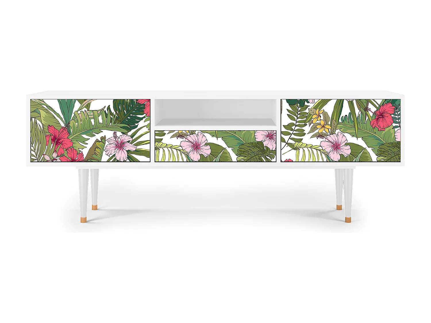 Meuble TV - 170х59х41 cm - T6 - Verdant Tropics, Blanc