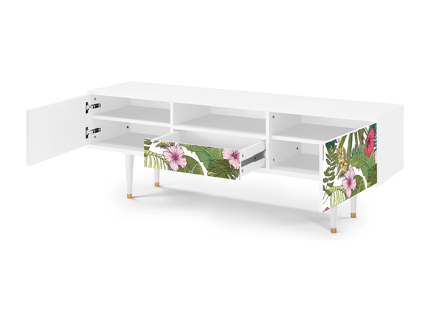 Meuble TV - 170х59х41 cm - T6 - Verdant Tropics, Blanc