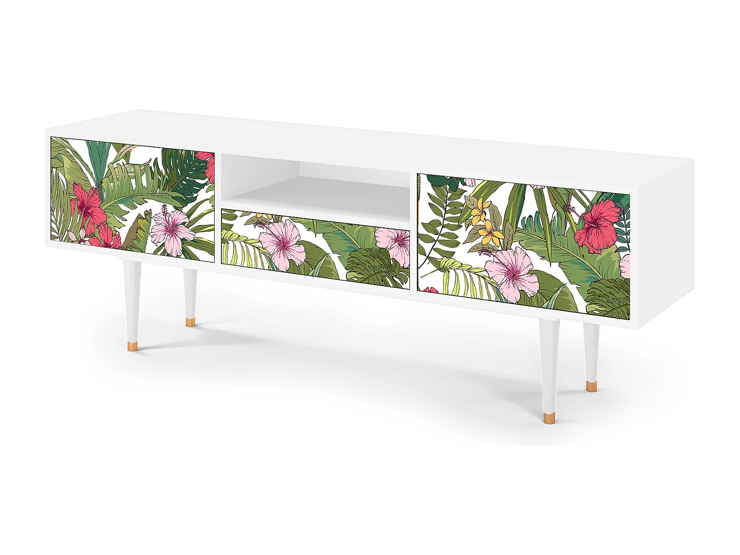Meuble TV - 170х59х41 cm - T6 - Verdant Tropics, Blanc