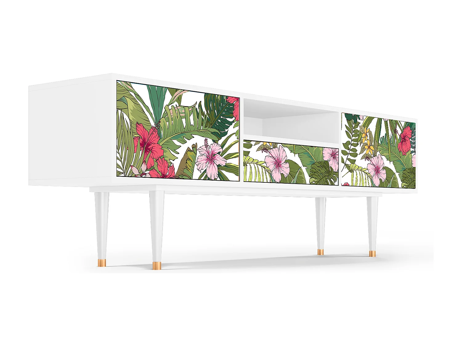 Meuble TV - 170х59х41 cm - T6 - Verdant Tropics, Blanc