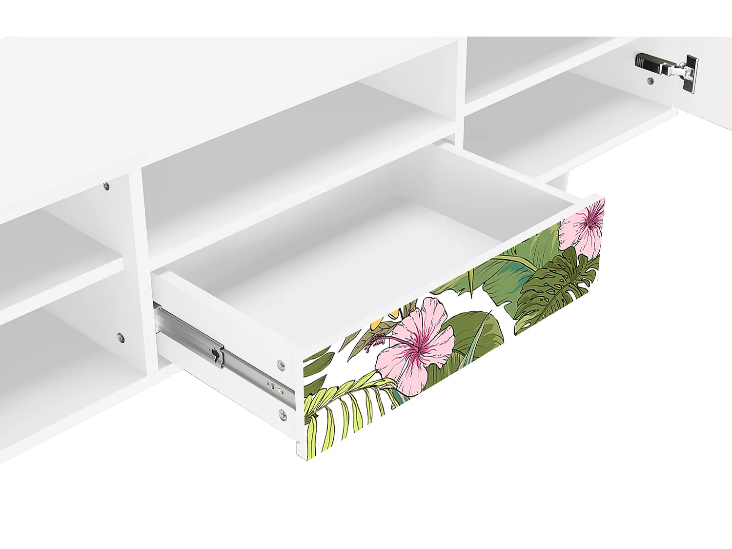 Meuble TV - 170х59х41 cm - T6 - Verdant Tropics, Blanc