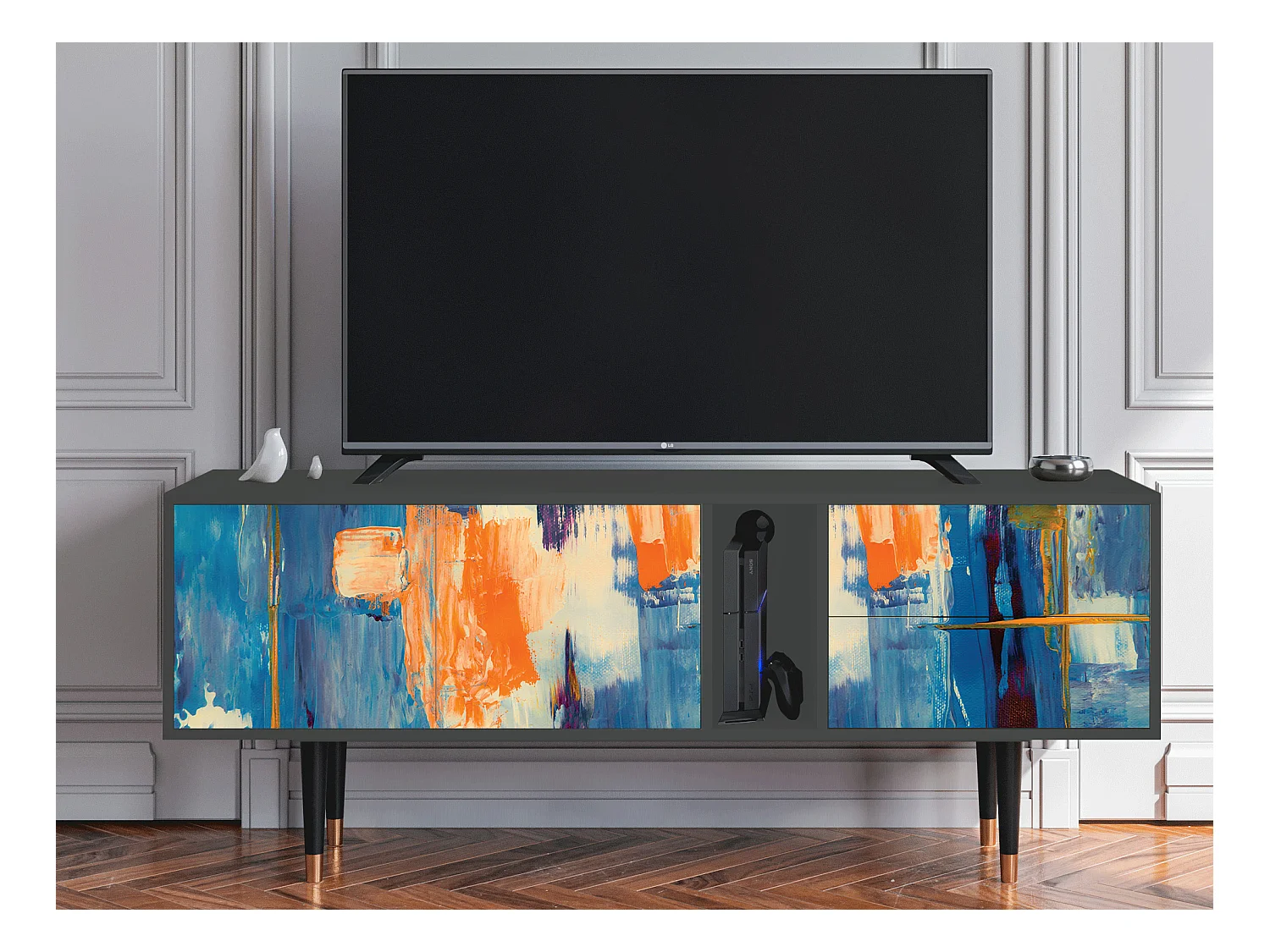 Meuble TV - 170х69х48 cm - T1 - Abstract Expressionism, Anthracite