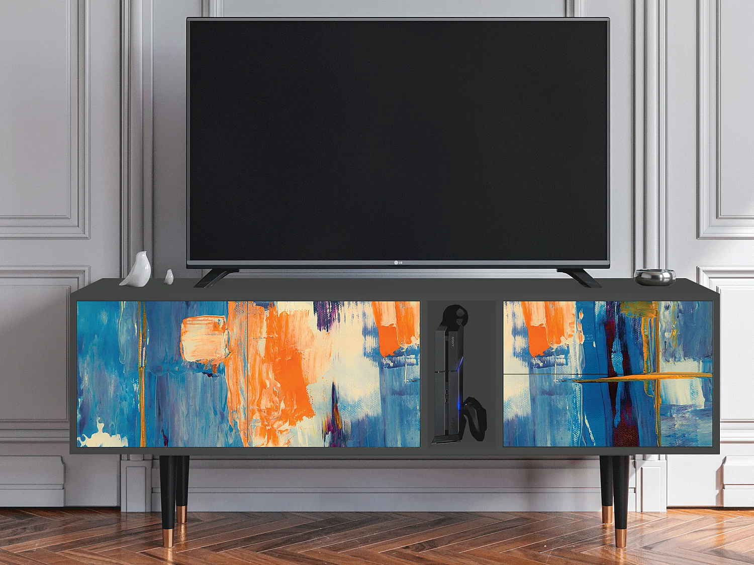 TV-meubel - 170х69х48 cm - T1 - Abstract Expressionism, Antraciet