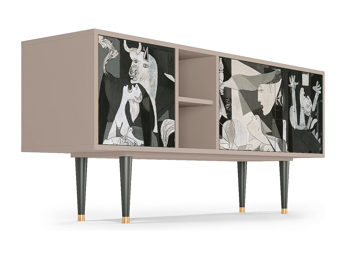 Mueble de TV - 150х69х41 cm - T5 - Guernica by Picasso, Latte