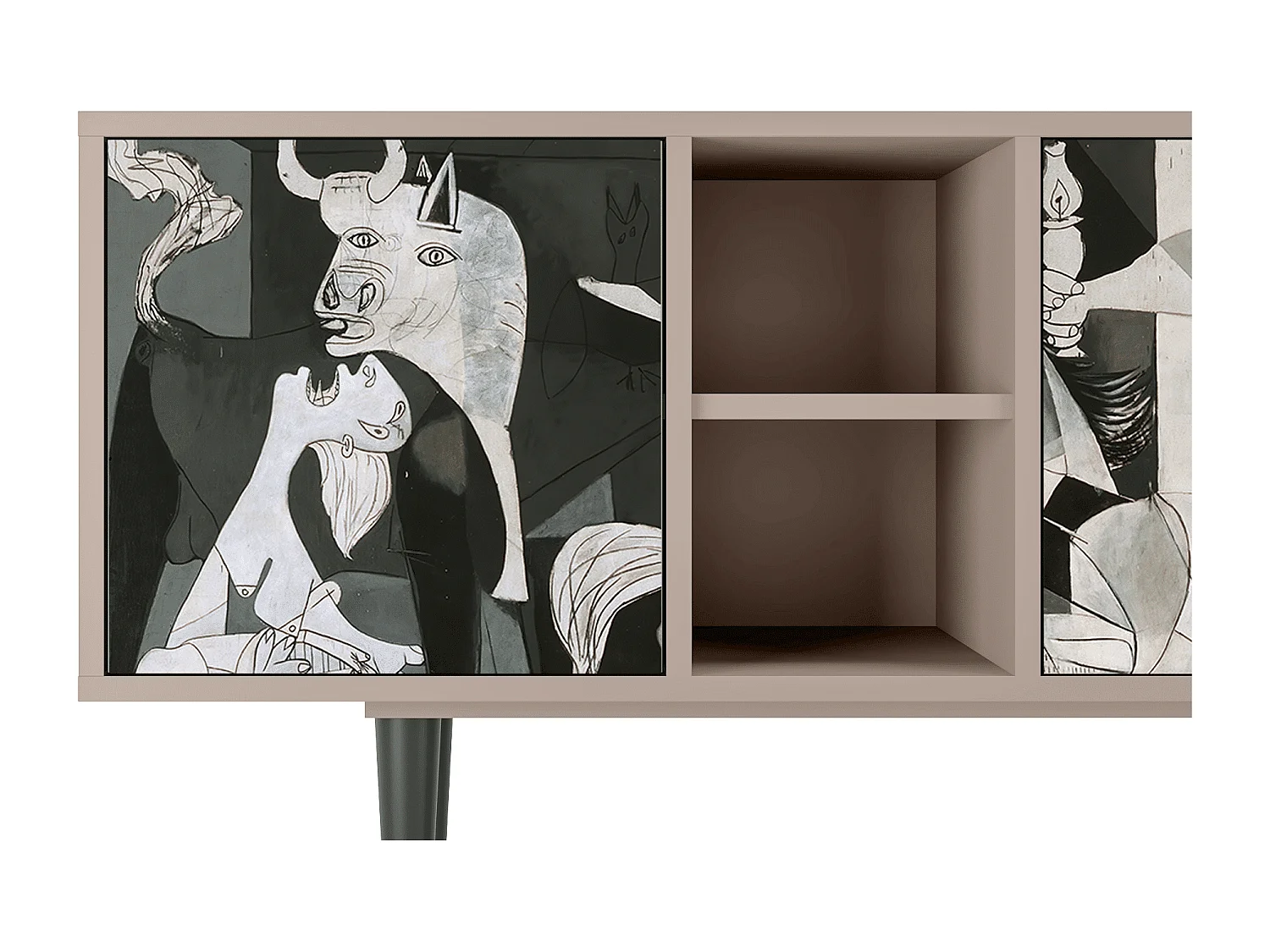Mueble de TV - 150х69х41 cm - T5 - Guernica by Picasso, Latte