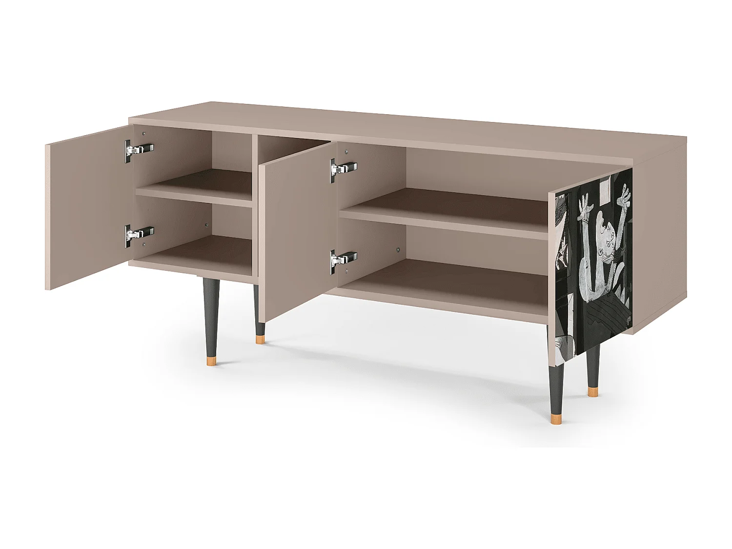 Mueble de TV - 150х69х41 cm - T5 - Guernica by Picasso, Latte