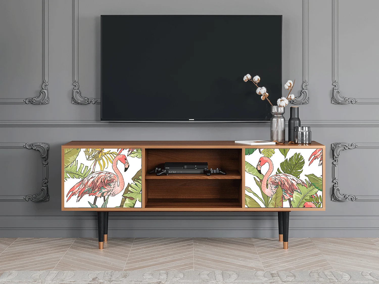 TV-Möbel - 170х69х48 cm - T2 - Sweet Flamingo, Walnuss