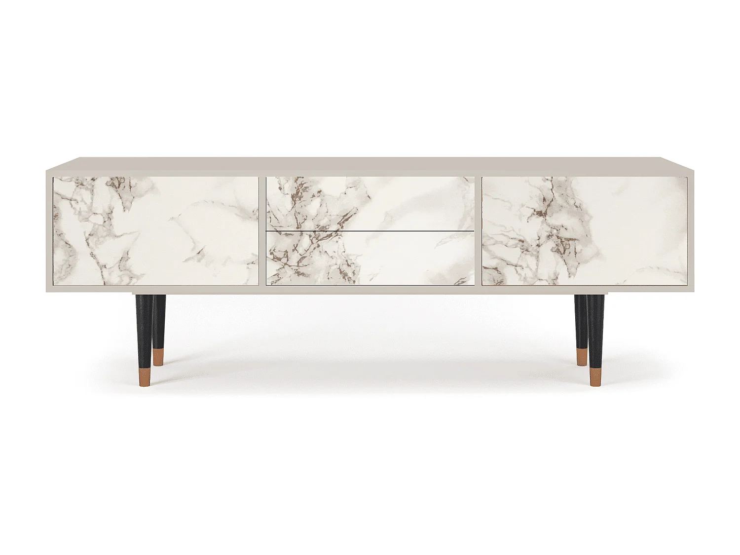 Szafka RTV - 170х59х48 cm - T4 - Milk Marble, Piaskowy