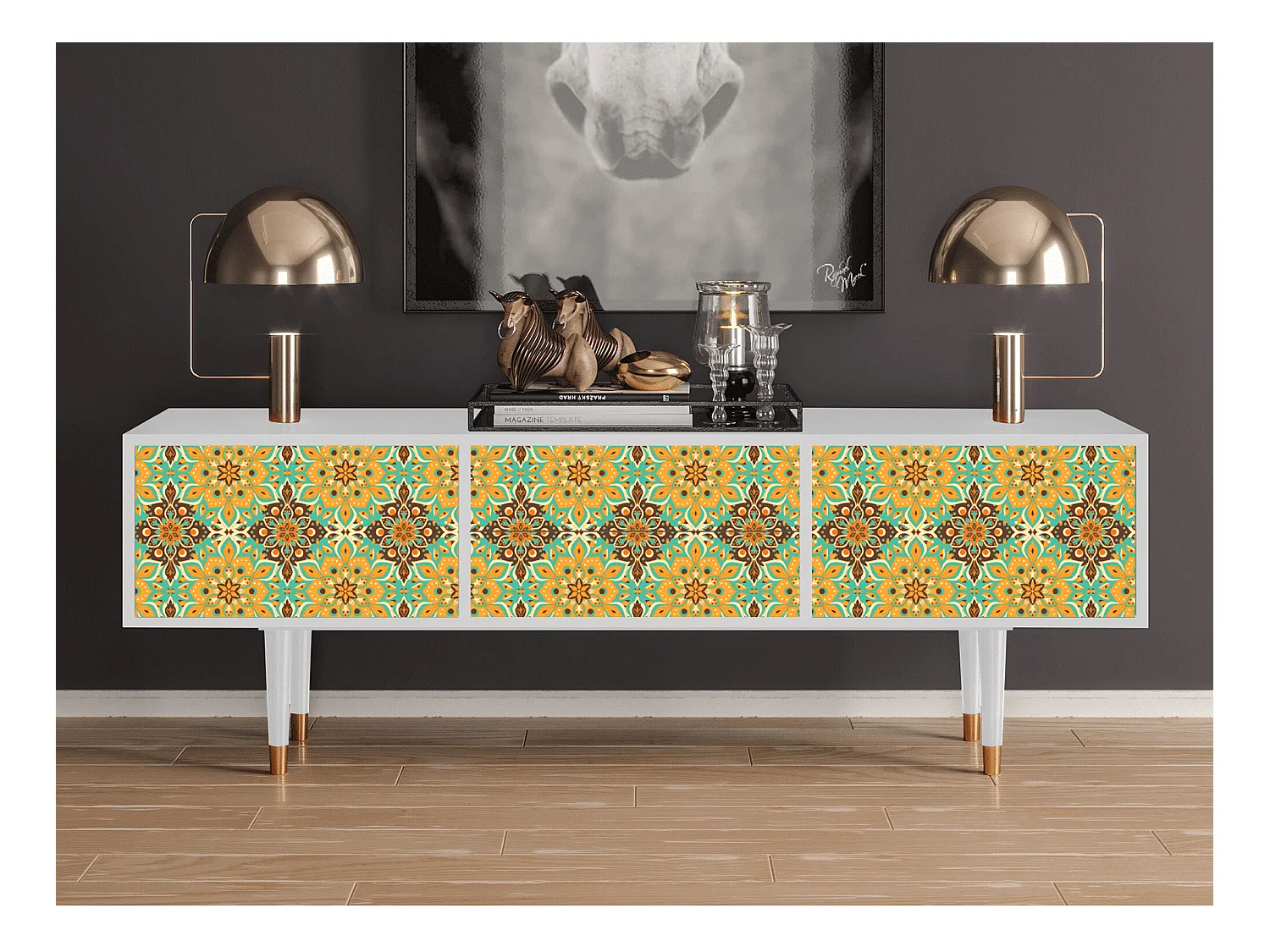 Meuble TV - 170х59х48 cm - T4 - Indian Spices, Blanc