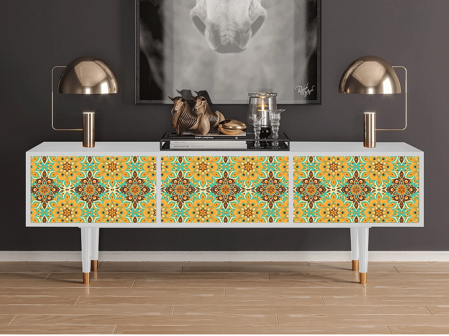 Meuble TV - 170х59х48 cm - T4 - Indian Spices, Blanc