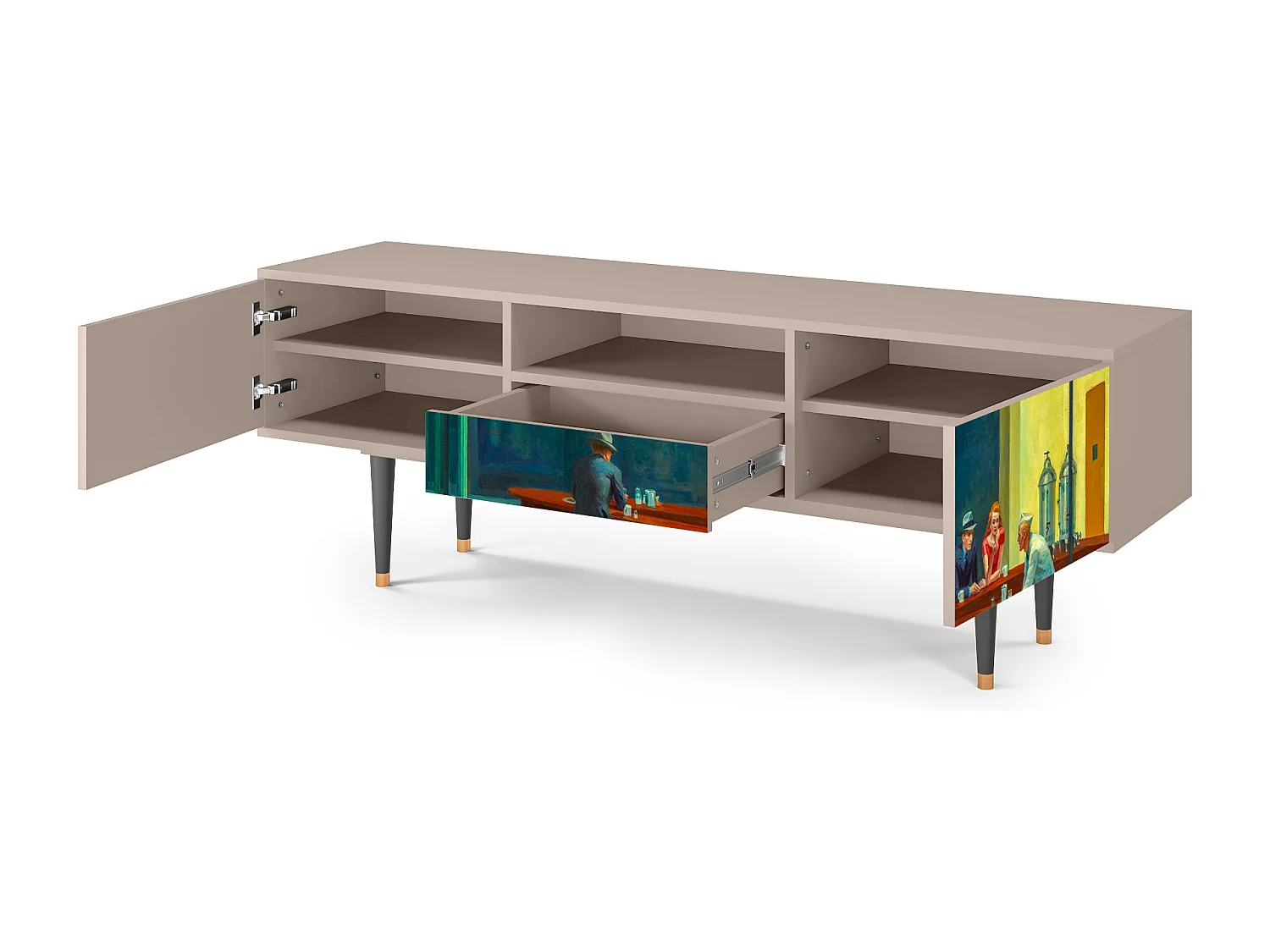 Mobile TV - 170х59х41 cm - T6 - Nighthawks by Hopper, Latte