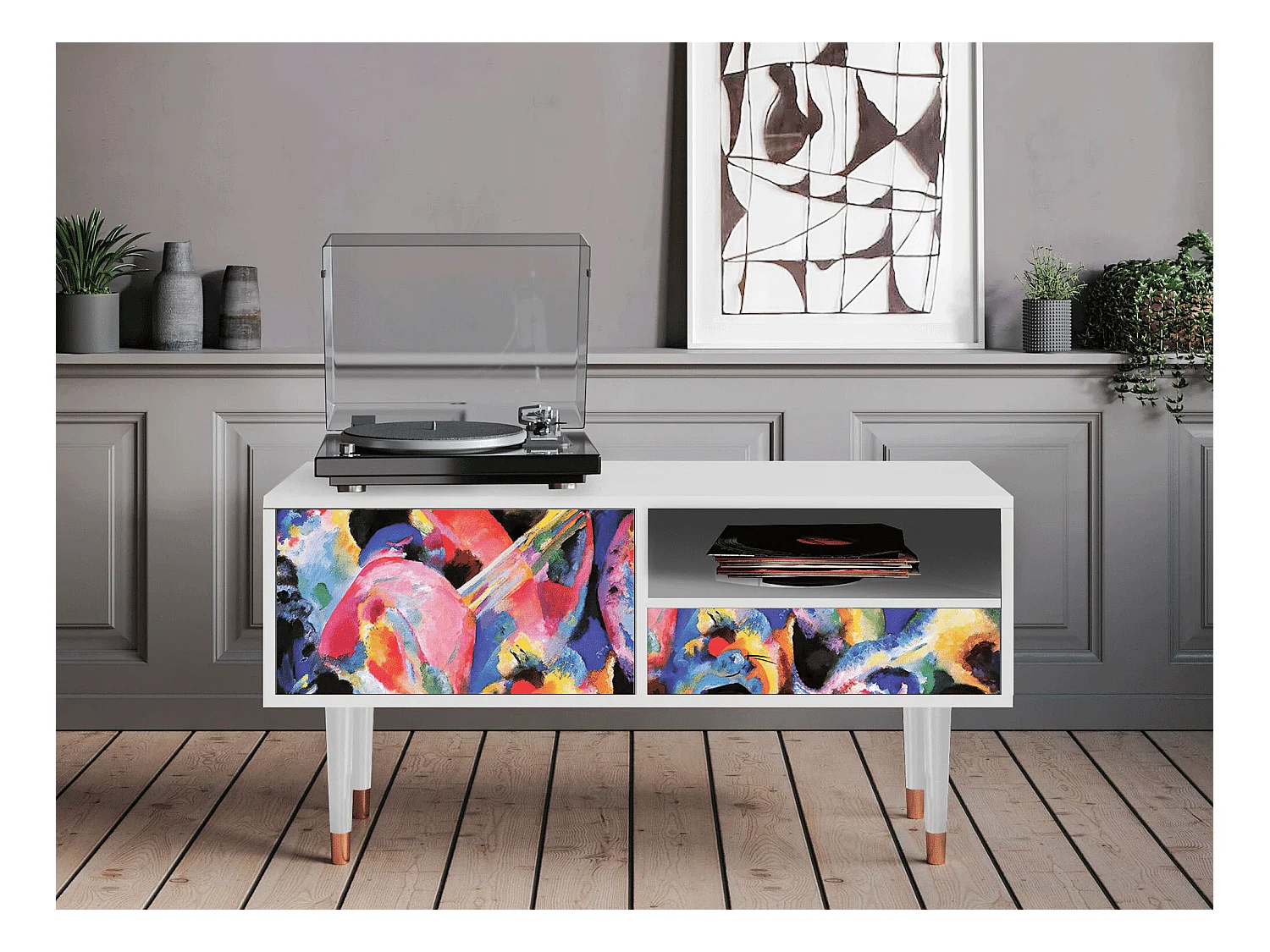Meuble TV - 115х59х48 cm - T3 - Kandinsky, Blanc
